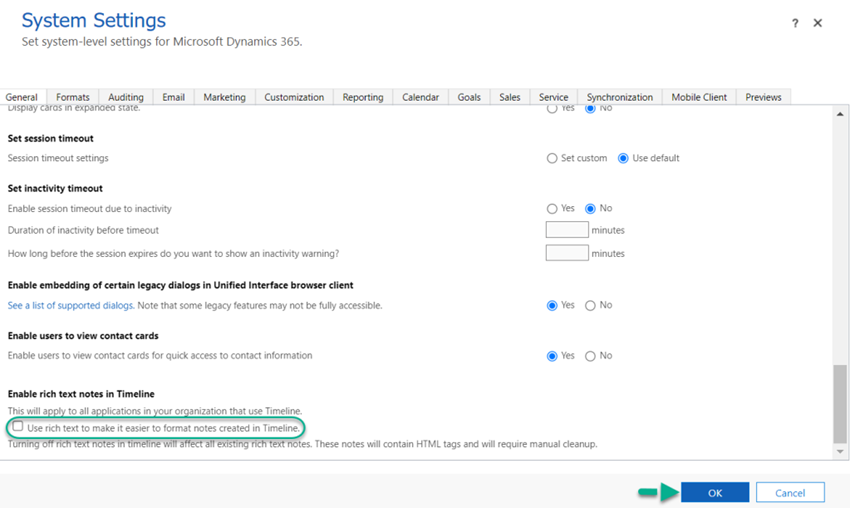 How To Enable/ Disable Rich Text Editor In The Timeline In Dynamics 365 CRM Online